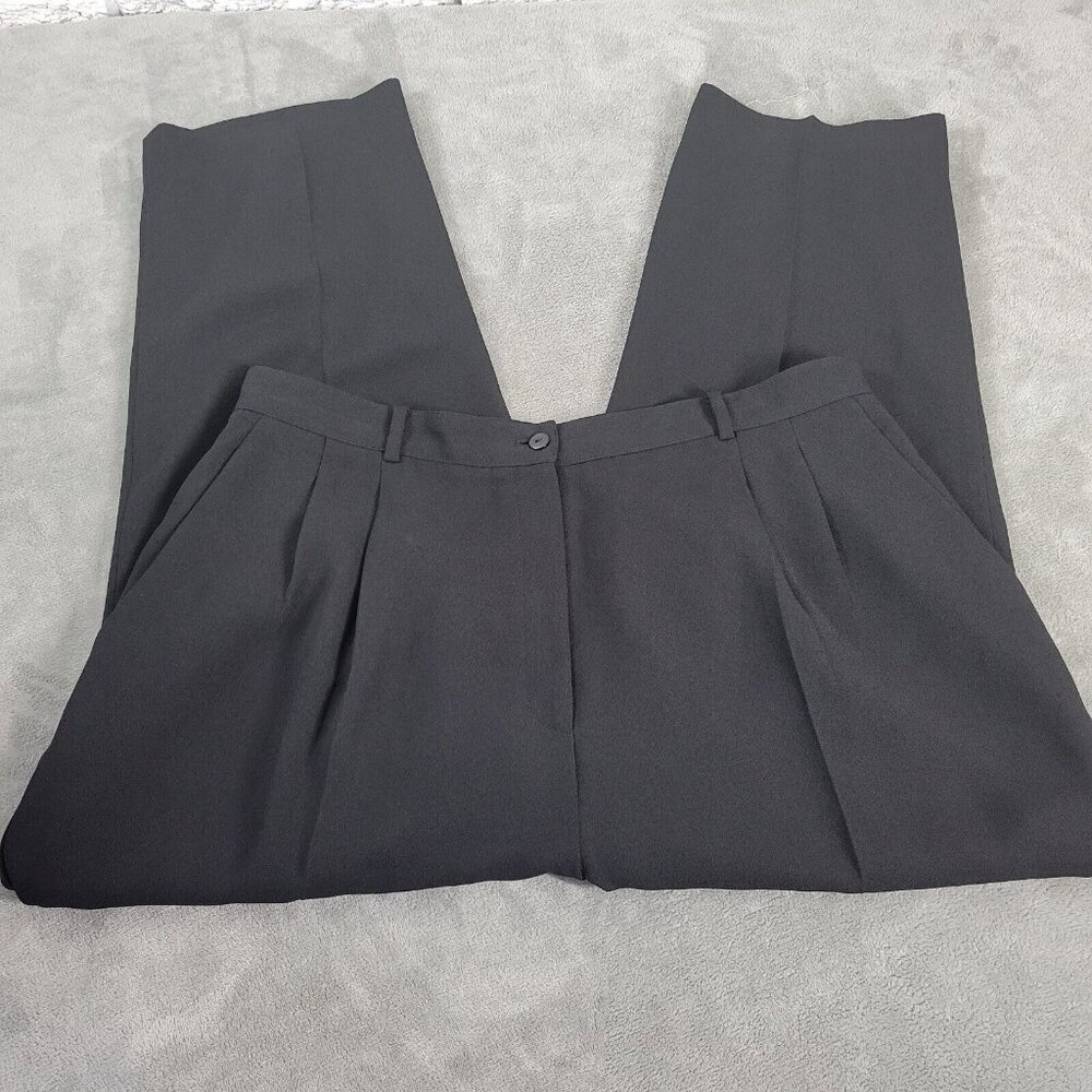 Dress Barn 20W Black Dress Pants Plus Size Pleated Capri Elastic Waist BLA34E